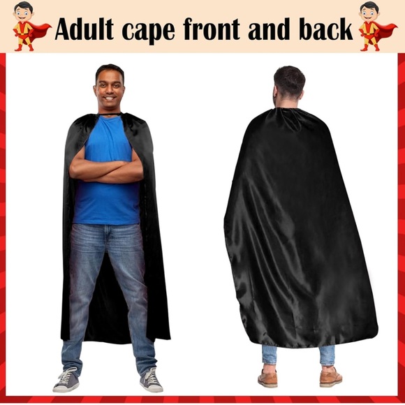 EUC Black Superhero cape with tie - Picture 7 of 8